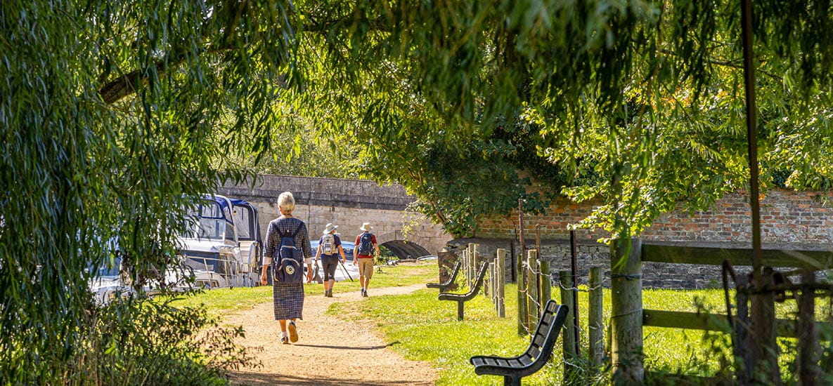An image of the general public walking through a local park