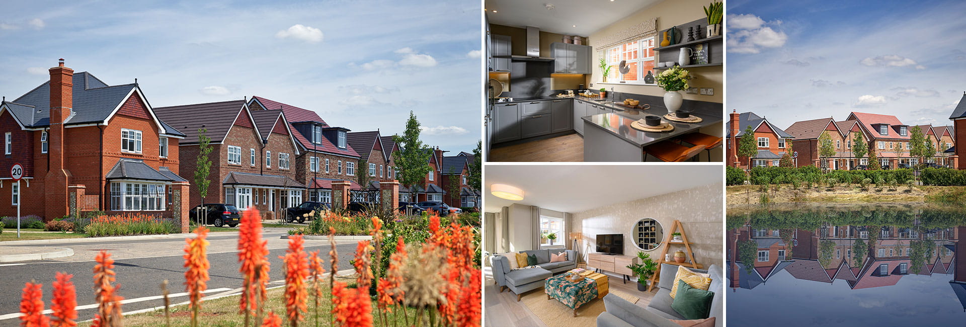 Montage image of exterior and interior images at Highcroft