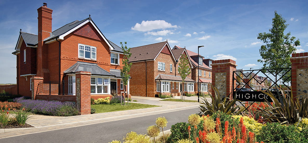 Exterior image of street scene at Highcroft