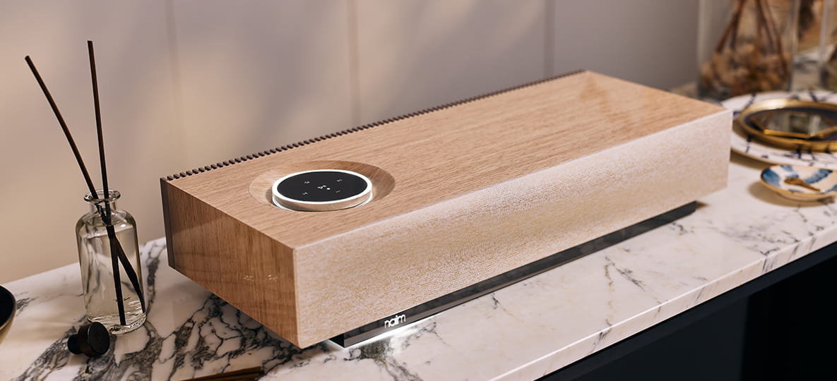 Naim’s Mu-Sso Wood Edition speaker is made from sustainable Ayous hardwood 