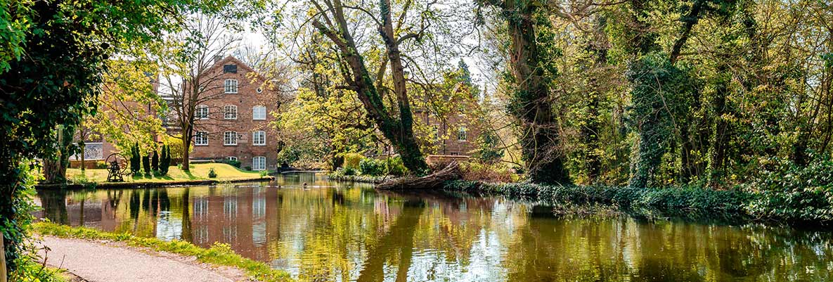 View of the River Gade in Watford, Hertfordshire.