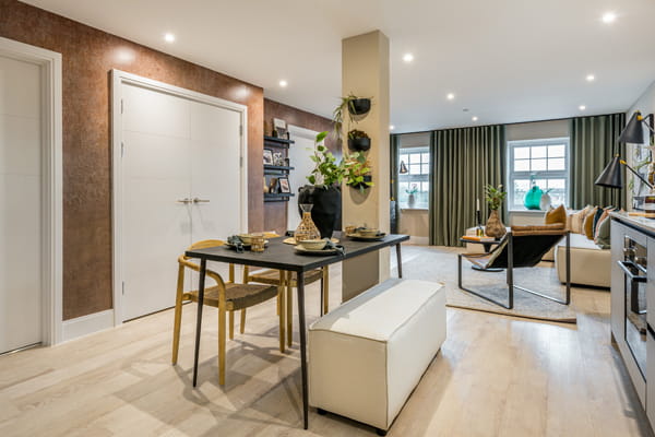 Modern designed kitchen dining space.