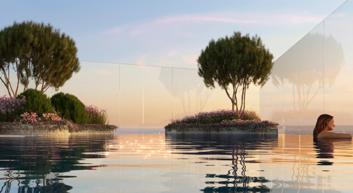CGI of Westmont Club rooftop pool