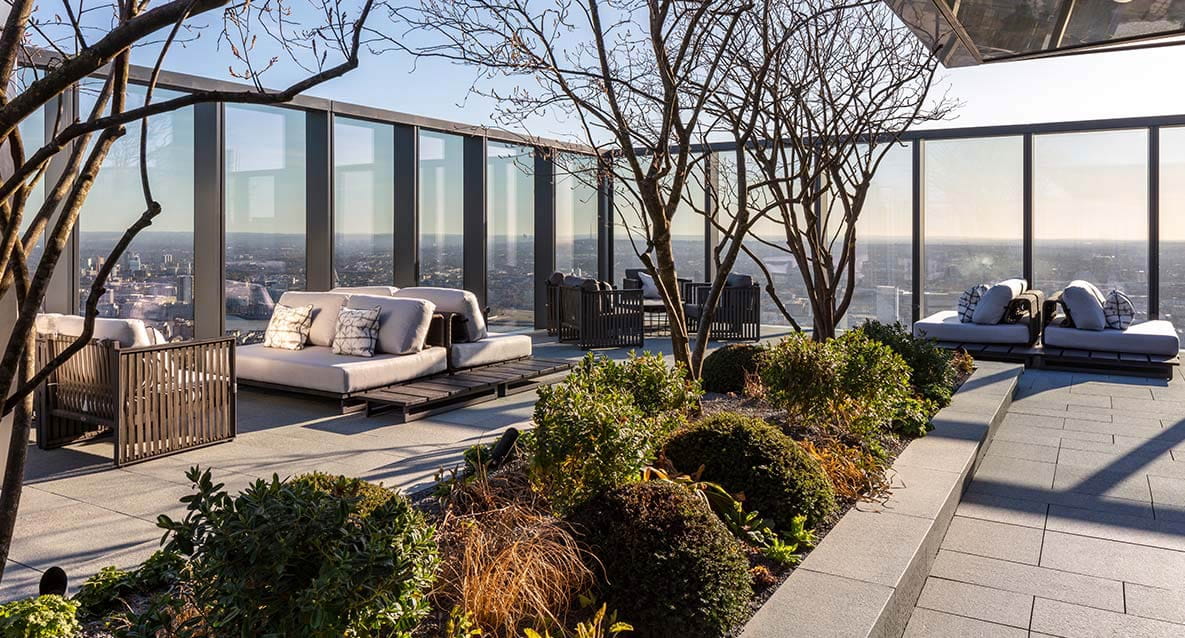 An example of a stunning rooftop bar area at a development by Berkeley Group.