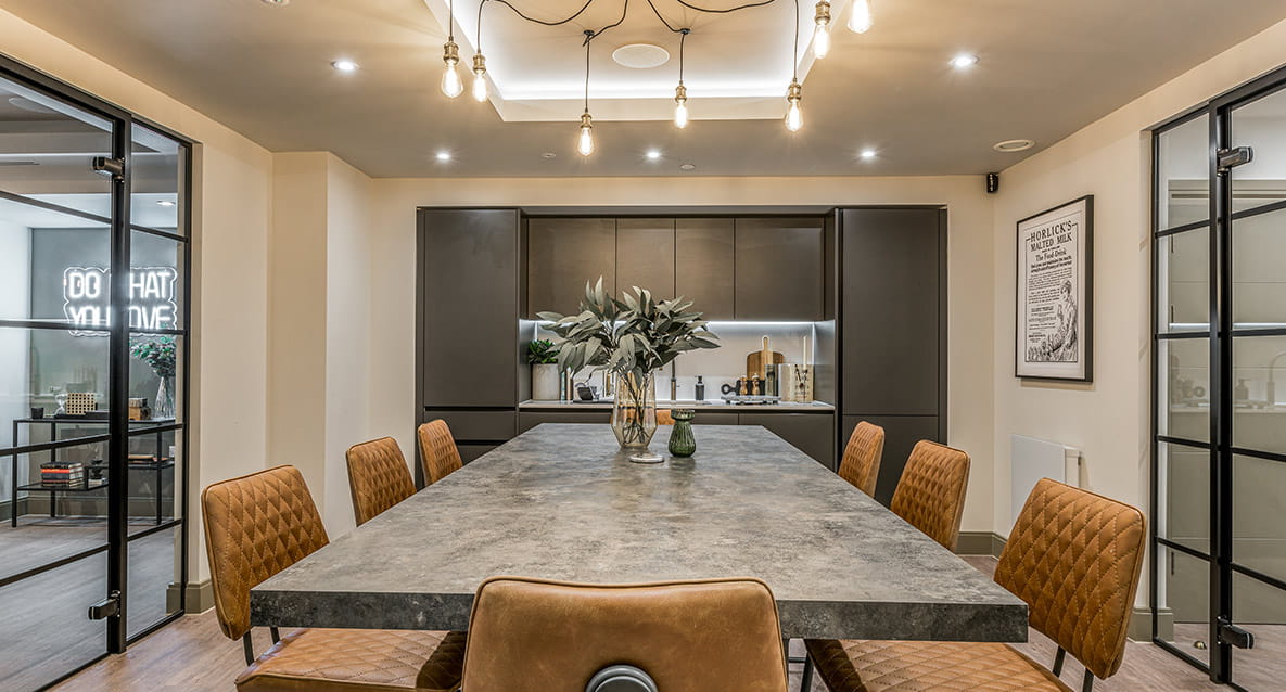 A spacious meeting room at Horlicks Quarter—a development by Berkeley Group.