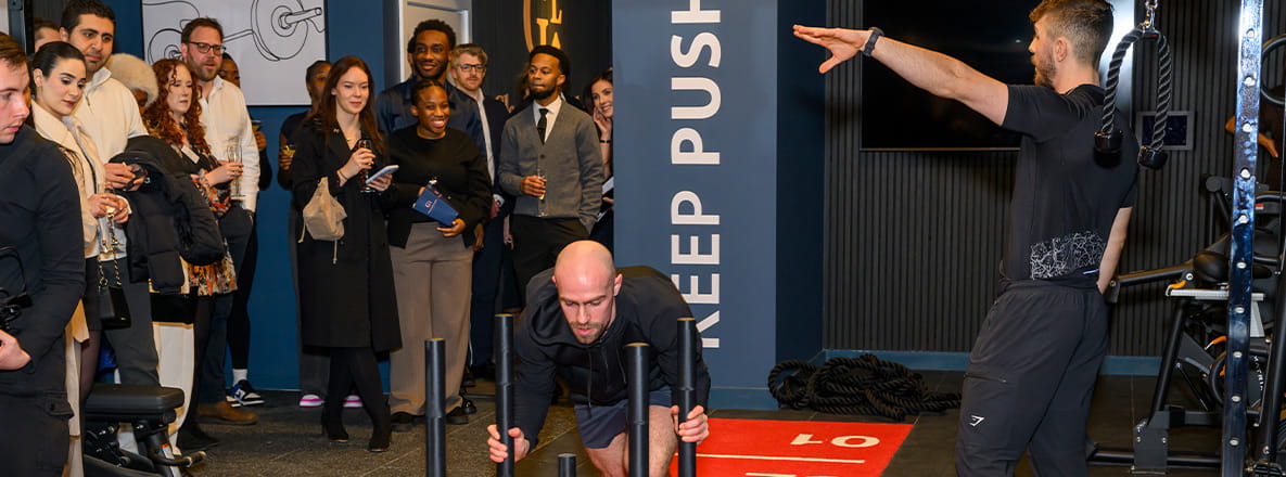 Guests enjoying the Hyrox gym demonstration at Glasswater Locks, Birmingham