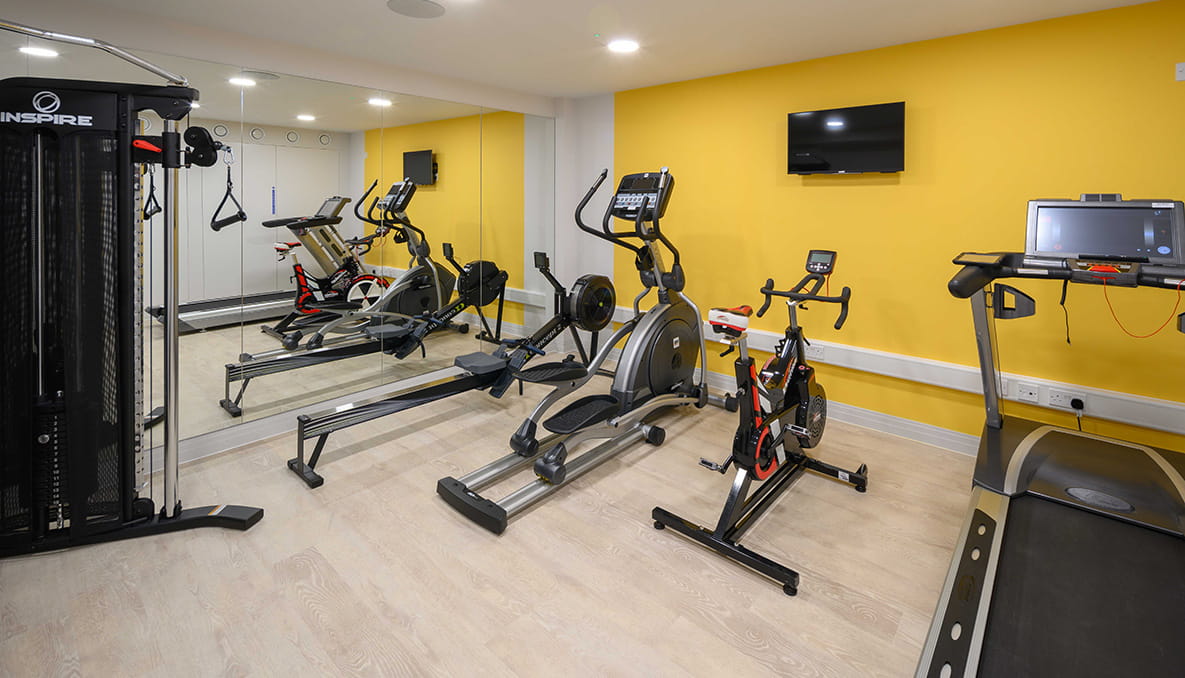 The onsite gym at Lumina in Camberley.