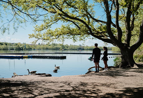 Silkstream, Exterior, Couple by a lake