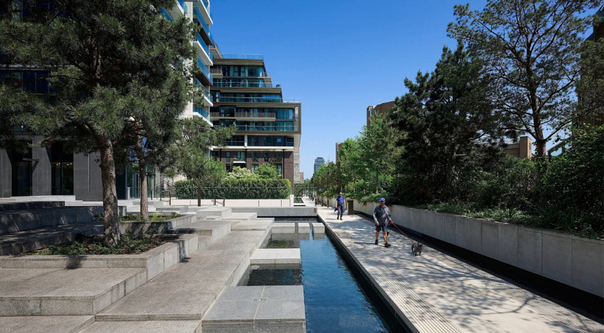 New footpaths and trees at London Dock