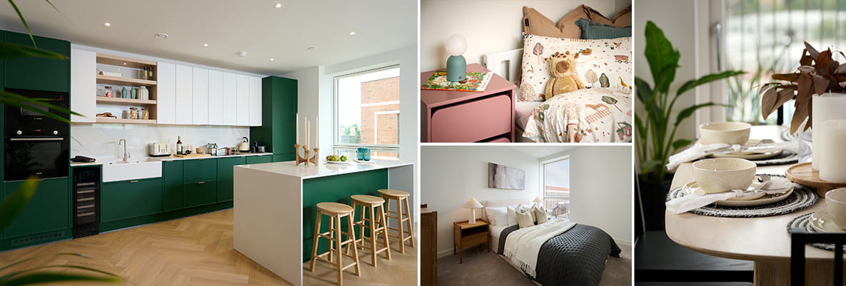 A montage of interior images at a Silkstream showhome