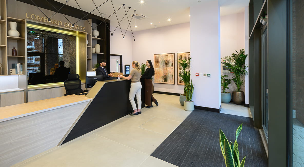 Interior image of a reception at Lombard Square
