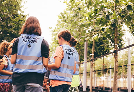 An image in the tree planting area of Parkside Yards