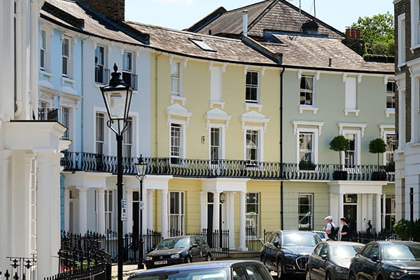 A row of colourful houses