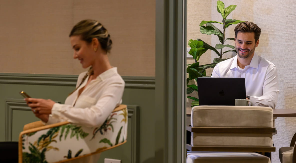 Residents using the co-working space at Oakhill