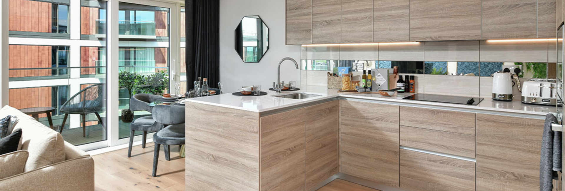 A penthouse kitchen in a Berkeley Group home.