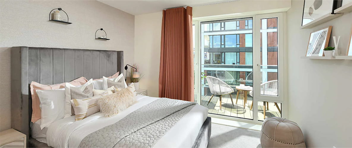 A bedroom in a Berkeley Group penthouse property.