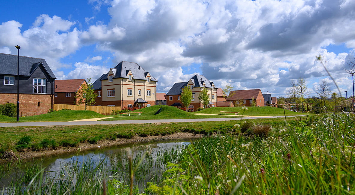 A landscape view of the Berkeley Group development, Woodhurst Park.