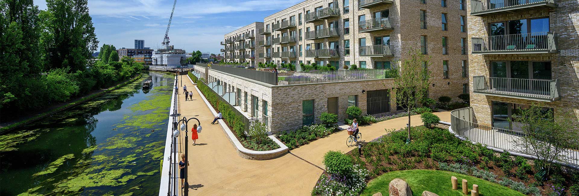 An Exterior Aerial Shot of Grand Union Along the Canal