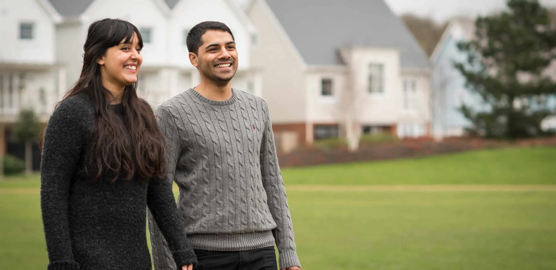 Keeran Beebeejaun and Sandy Gill outside the Berkeley Group Holborough Lakes development in Kent.