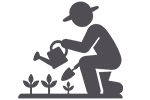 An icon of a person gardening
