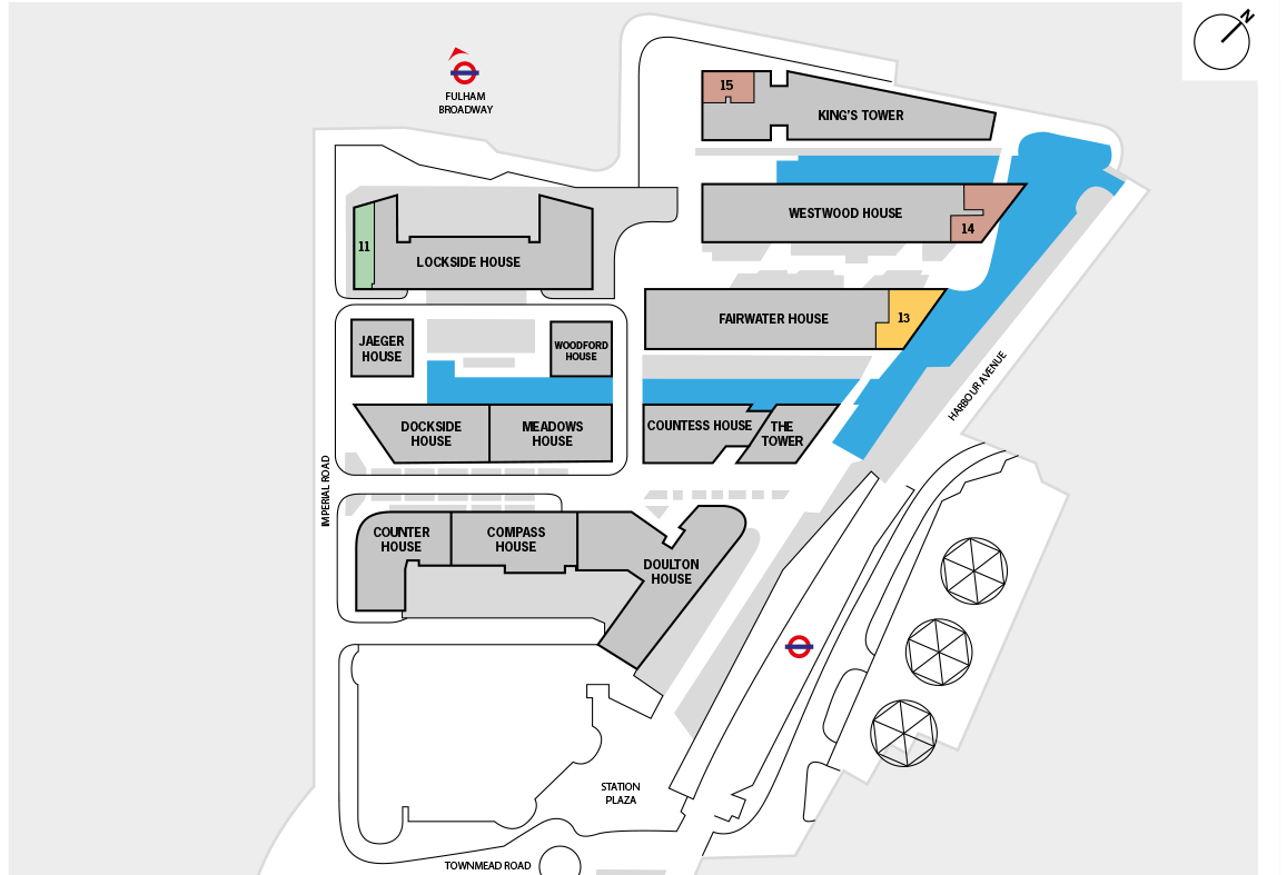 A site plan of the commercial units at Fulham Reach