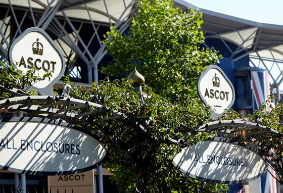 Entrance signage at Ascot Racecourse in Berkshire