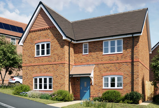 A brick house with a blue door, image of Spring Hill new build house in Maidenhead