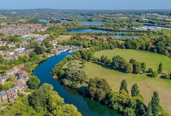 Reading, UK: Town Centre Drone Shot