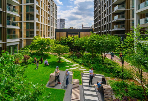CGI Exterior view of Prince of Wales Drive apartments in Battersea.