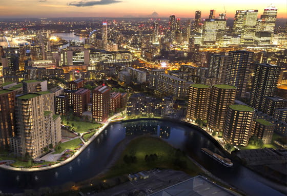 Aerial view of Poplar Riverside, East London
