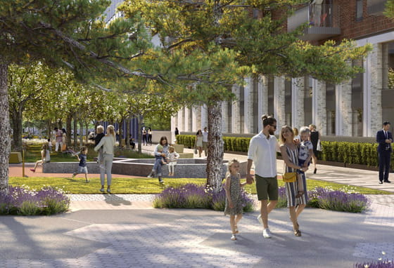 CGI showing the TwelveTrees Park residential development in East London