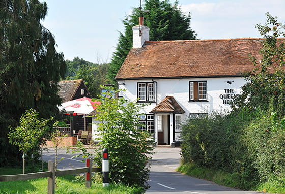 A local pub and restaurant in Fleet surrounded by trees and greenery