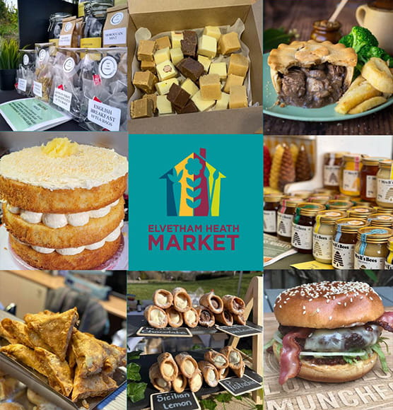 Elvetham Heath Market offering local food and crafts in Fleet