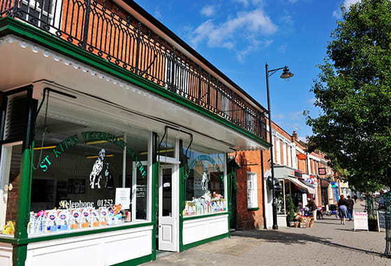 A row of shops in Fleet High Street