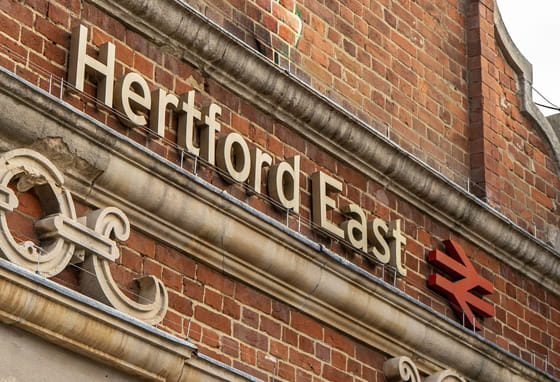 Hertford East train station sign