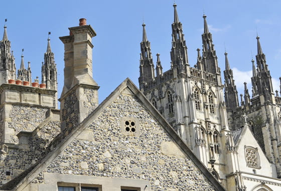 The spires of Canterbury Cathedral in Kent