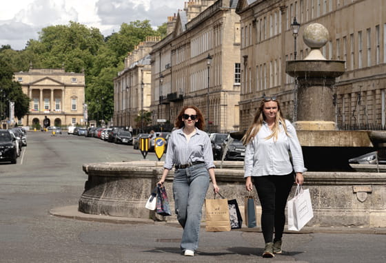 Bath residents walking around Bath town centre