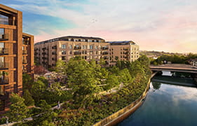 An exterior image of a Berkeley development in Somerset