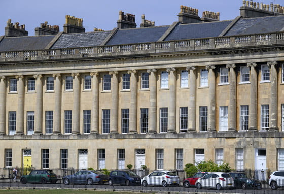 The famous row of curved buildings in Bath named ‘The Royal Crescent’.