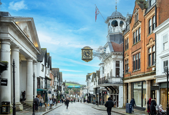 Guildford town centre in Surrey