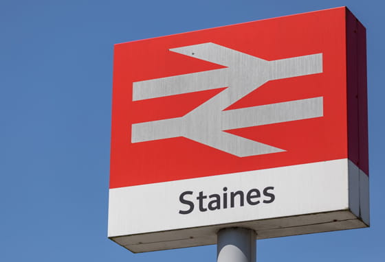Staines train station sign