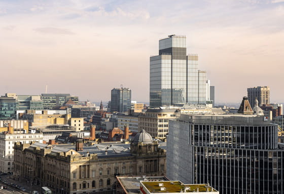 Birmingham city centre skyline in the West Midlands, England