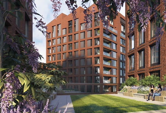 A CGI of Glasswater Locks residential development