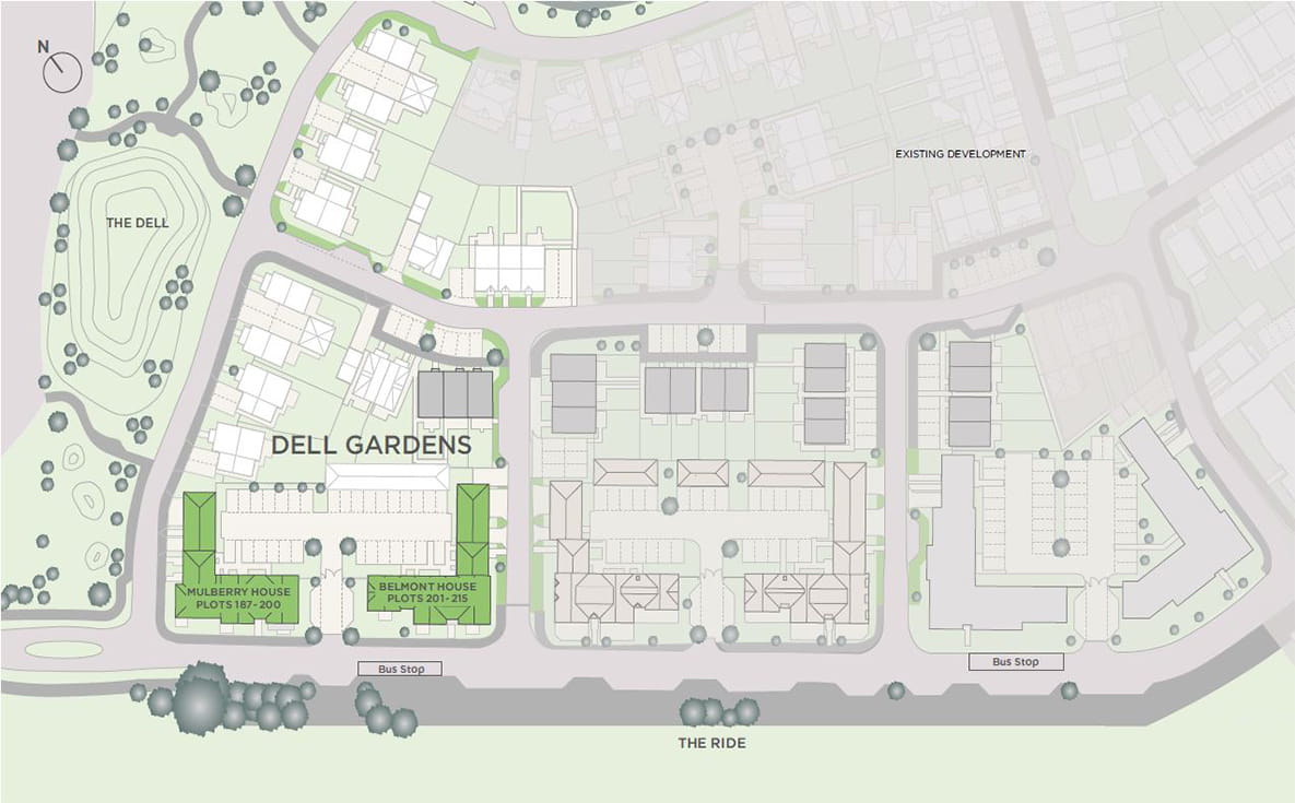 Siteplan of Dell Gardens at Abbey Barn Park