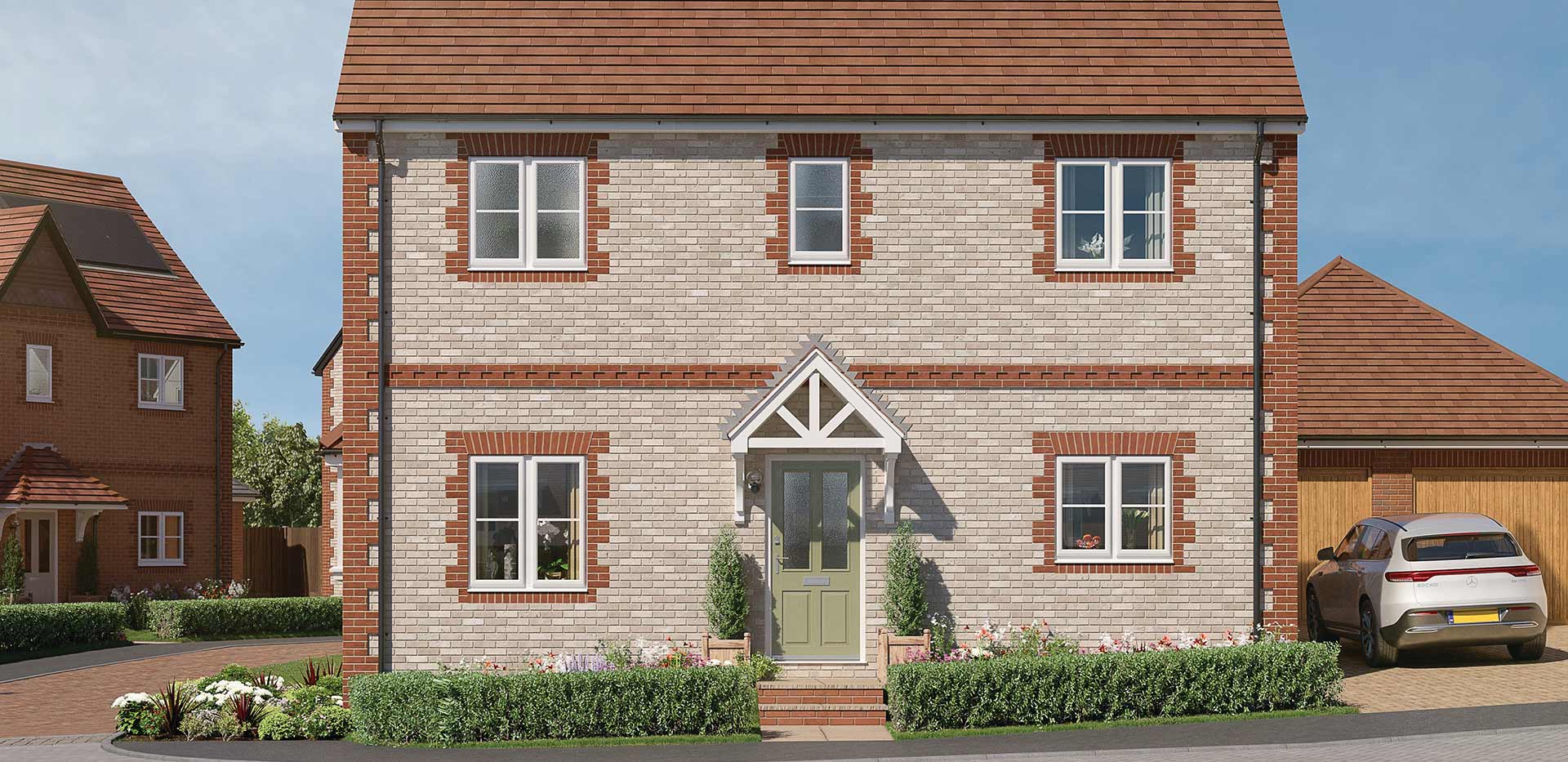 A CGI exterior image of Abbey Barn Park