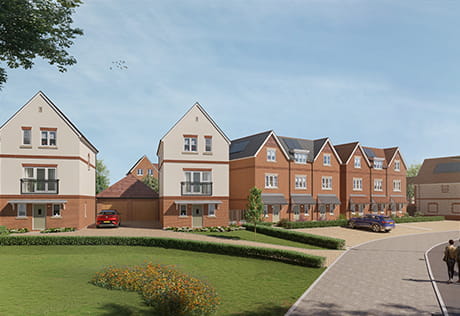 An exterior CGI of Deangarden Reach at Abbey Barn Park