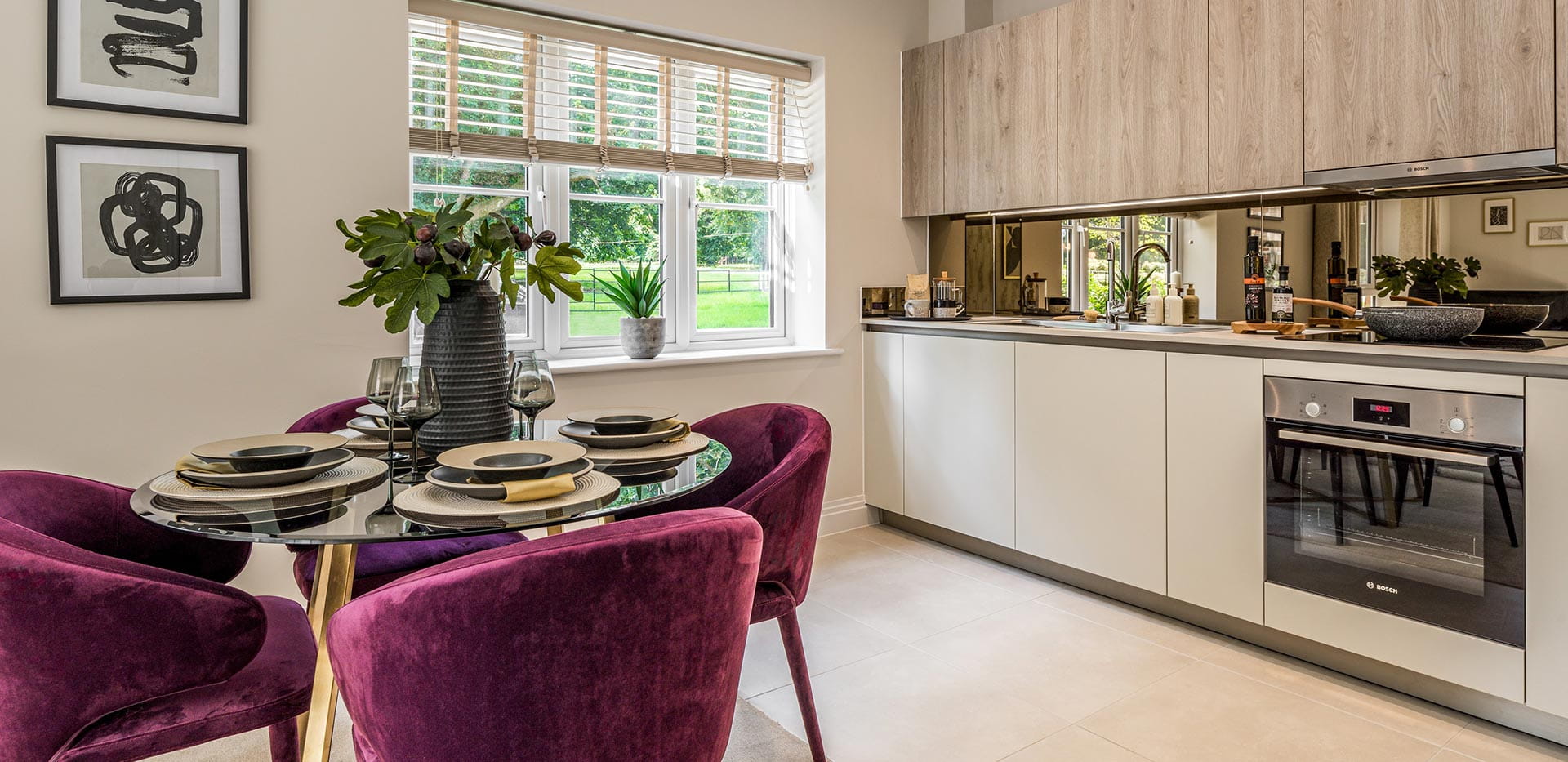 An interior Dining / Kitchen at Dorsett House at Abbey Barn Park