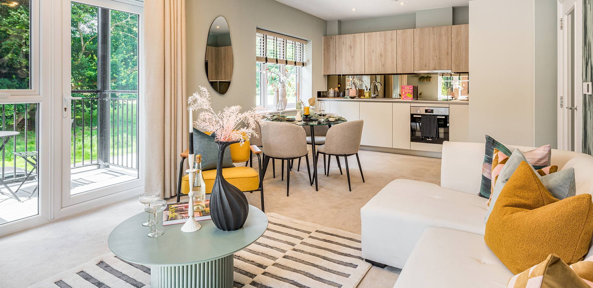 An interior Living / Dining / Kitchen image of Apartment 188 at Dorsett House at Abbey Barn Park