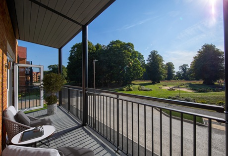 View over balcony on new build home.