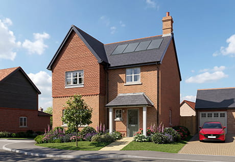 An exterior CGI image of The Poplar house type at Abbey Barn Park